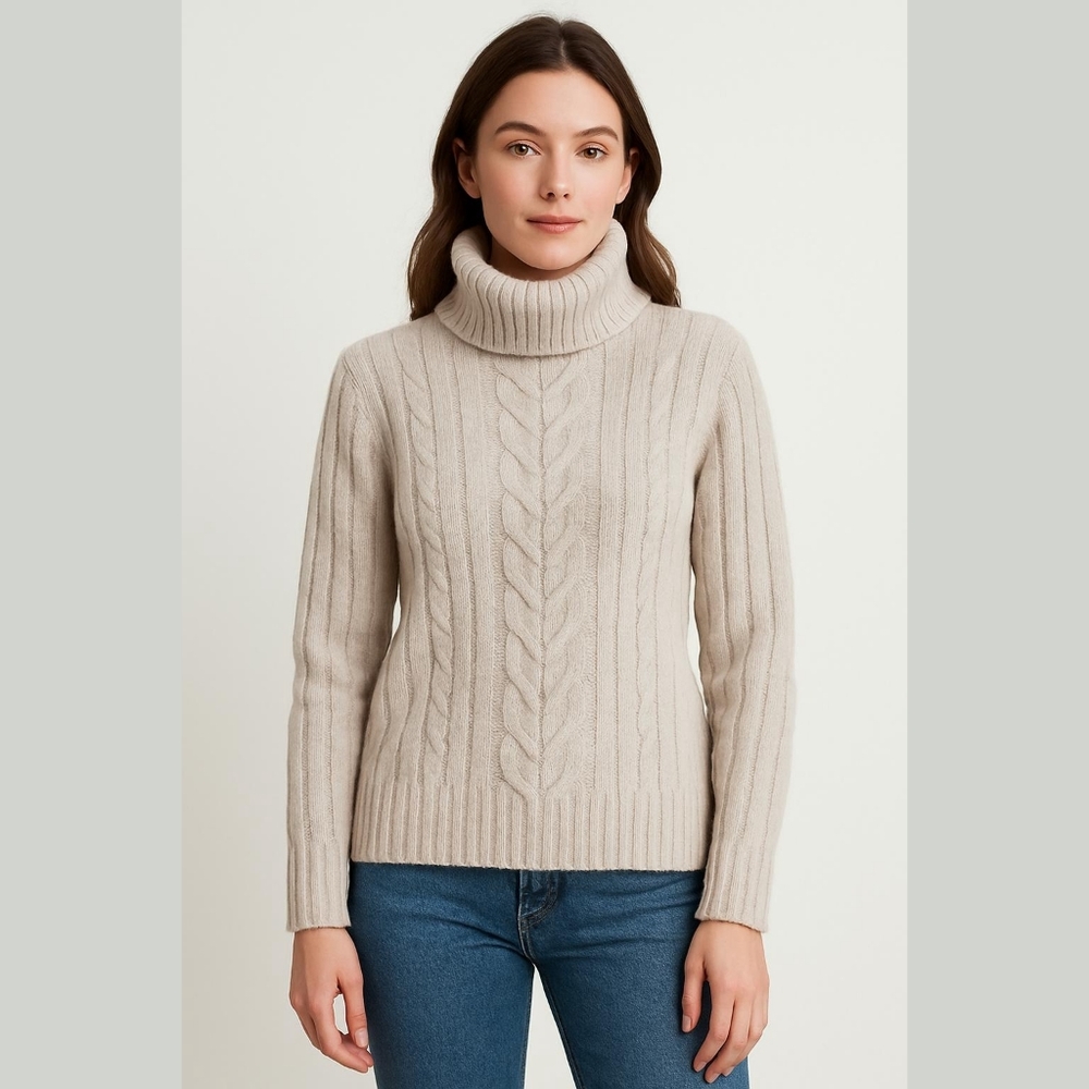 Oat Lambswool Angora Turtleneck Sweater M